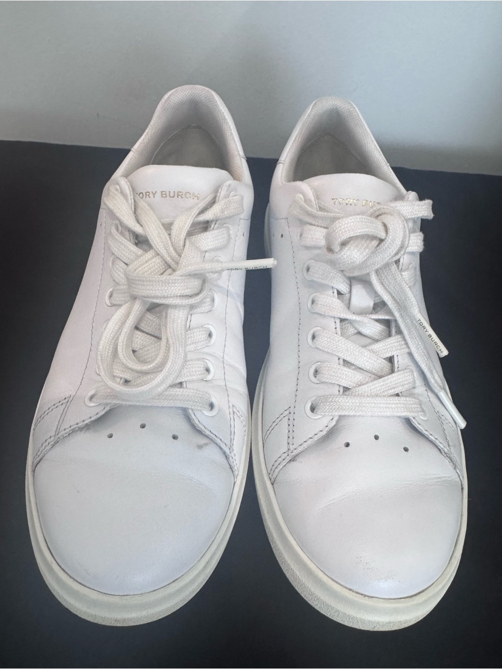 Tory Burch White Leather Low-Top Sneakers